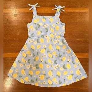 Draper James NWT Blue Dress with Lemon All Over Print bows sleeveless Spring